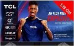 TCL تلفزيون كيو ليد 4 كيه 139 سم 55T8B - QLED برو - 144 هرتز - تلفزيون جوجل
