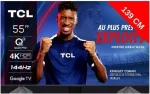 TCL تلفزيون كيو ليد 4 كيه 139 سم 55T8B - QLED برو - 144 هرتز - تلفزيون جوجل