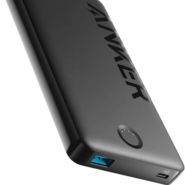 باورك بانك 323 بمنفذ USB C من انكر شاحن بسعة 10000 مللي أمبير كور بي اي كيو حزمة بطارية عالية السعة لايفون 14 برو 15 ماكس سامسونج بيكسل ال جي الكابل والشاحن غير متضمنين أسود