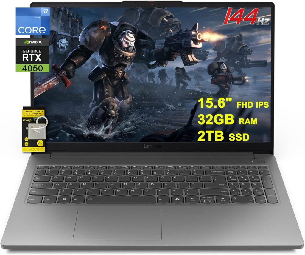 لينوفو لابتوب العاب ال او كيو 15.6 انش FHD IPS 144Hz (100% sRGB) انتل 14 كور i7-12650HX 32GB RAM 2TB SSD جيفورس RTX 4050 باضاءة خلفية ناهيميك للشحن السريع ويندوز 11 مع ملحق اي سي بي