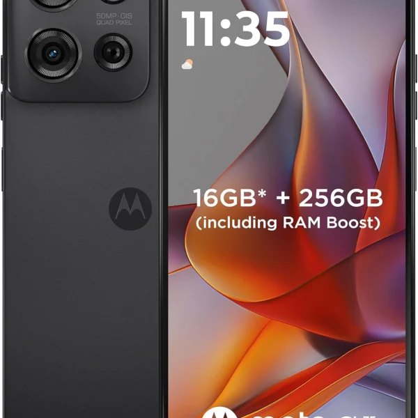 موتورولا G75 5G ذاكرة RAM 8+8GB شريحة اتصال PSIM روم 256GB متانة من الدرجة العسكرية سنابدراجون 6 الجيل الثالث 6.8 انش 120 هرتز اندرويد 14 رمادي فحمي
