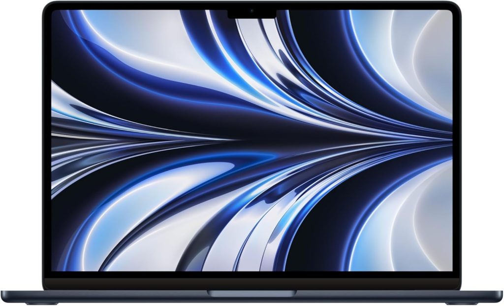 MacBook Air موديل 2022 من Apple مقاس 13 إنش شريحة M2 بوحدة معالجة مركزية ثمانية النوى ووحدة رسومات غرافيك ذاكرة موحدة 16GB قرص SSD سعة 256GB‏ - سماء الليل؛ الإنجليزية
