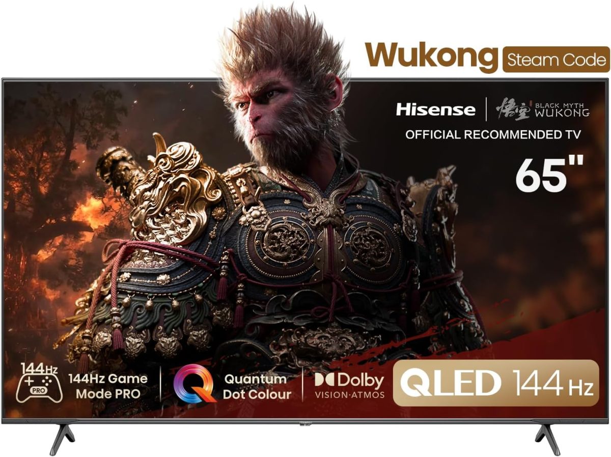 تلفزيون هايسينس 65 بوصة QLED فيدا 144 هرتز سمارت مع دولبي فيجن بكسل ضبط وضع اللعب بالإضافة الى يوتيوب ونتفليكس وشاهد (موديل 2024) 65Q7N