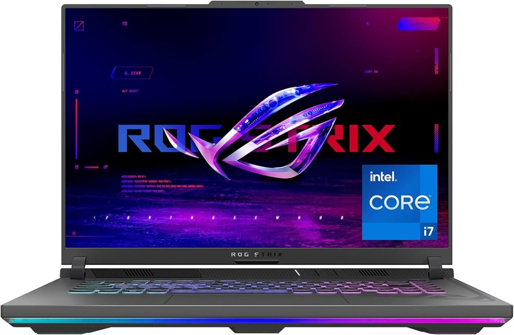 لابتوب العاب روج ستريكس G16 2023 من اسوس بشاشة 16 انش 16:10 FHD 165 هرتز جيفورس RTX 4060 انتل كور i7-13650HX DDR5 جيجابايت SSD PCIe 512 واي فاي 6E ويندوز 11 G614JV-AS73