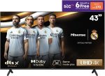 تلفزيون LCD ذكي 43 بوصة بدقة 4K من هايسنس بتقنية دولبي فيجن، محسن طبيعي للألوان مع نظام التشغيل VIDAA U5، يدعم اليوتيوب ونتفليكس وديزني بلس وفريفيو بلاي وواي فاي، موديل 2023 (43A4K)