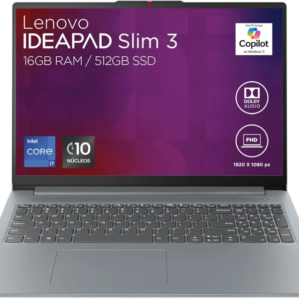 لينوفو لابتوب ايديا باد سليم 3 15IRH8 | 15.6 انش FHD انتل كور i7-13620H 16GB RAM 512GB SSD | كاميرا صوت دولبي 1080p | ويندوز 11 هوم رمادي اركتيك