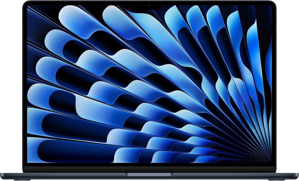 لابتوب ماك بوك اير 2023 بشريحة M2 من ابل: شاشة ليكويد ريتينا مقاس 15.3 بوصة ذاكرة RAM 8GB - SSD 512GB مع معرف باللمس يعمل ايفون وايباد؛ لون داكن كيبورد باللغة الانجليزية