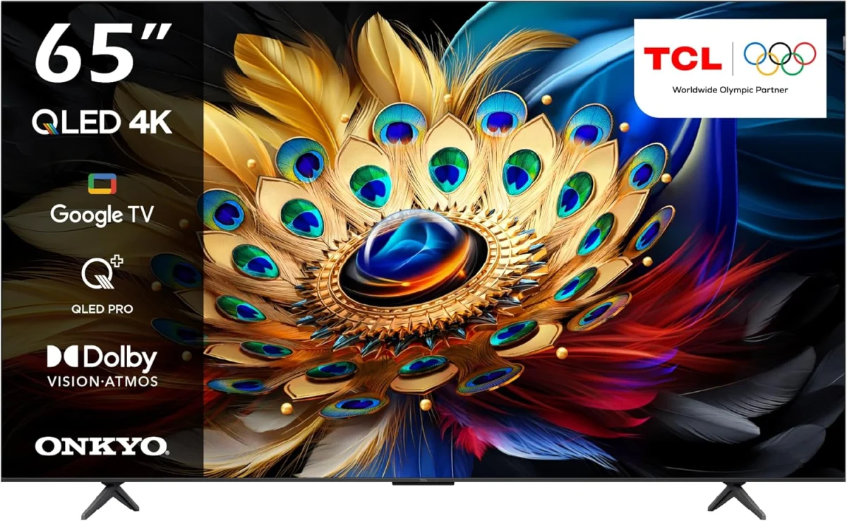 تلفزيون تي سي ال 65 بوصة 4K QLED برو دولبي فيجن اتموس اونكيو 2.1 قناة نحيف وجسم واحد جوجل تي في - 65C655 (موديل 2024)