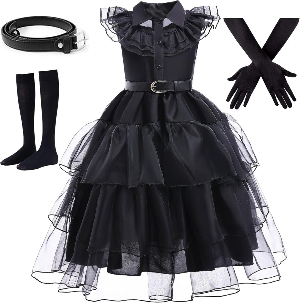 BanKids Blace Dance Dress Costume Kids Girls Cosplay Halloween Party Outfit 3-12 Years