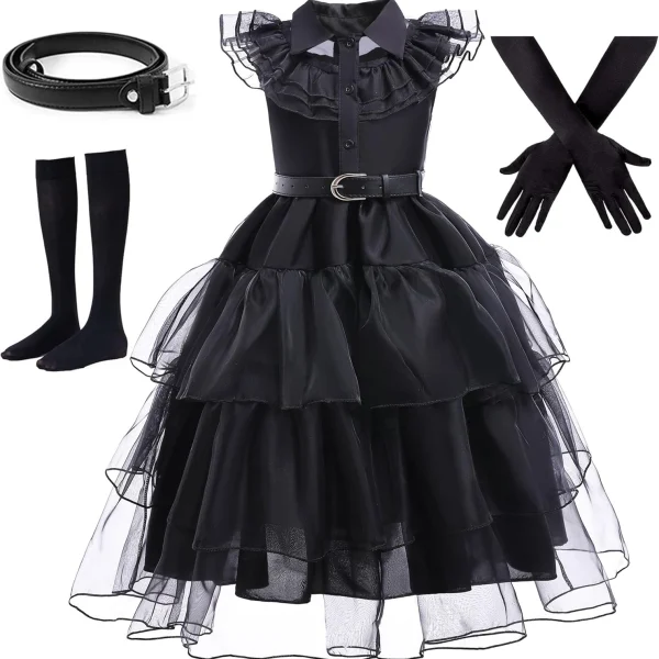 BanKids Blace Dance Dress Costume Kids Girls Cosplay Halloween Party Outfit 3-12 Years