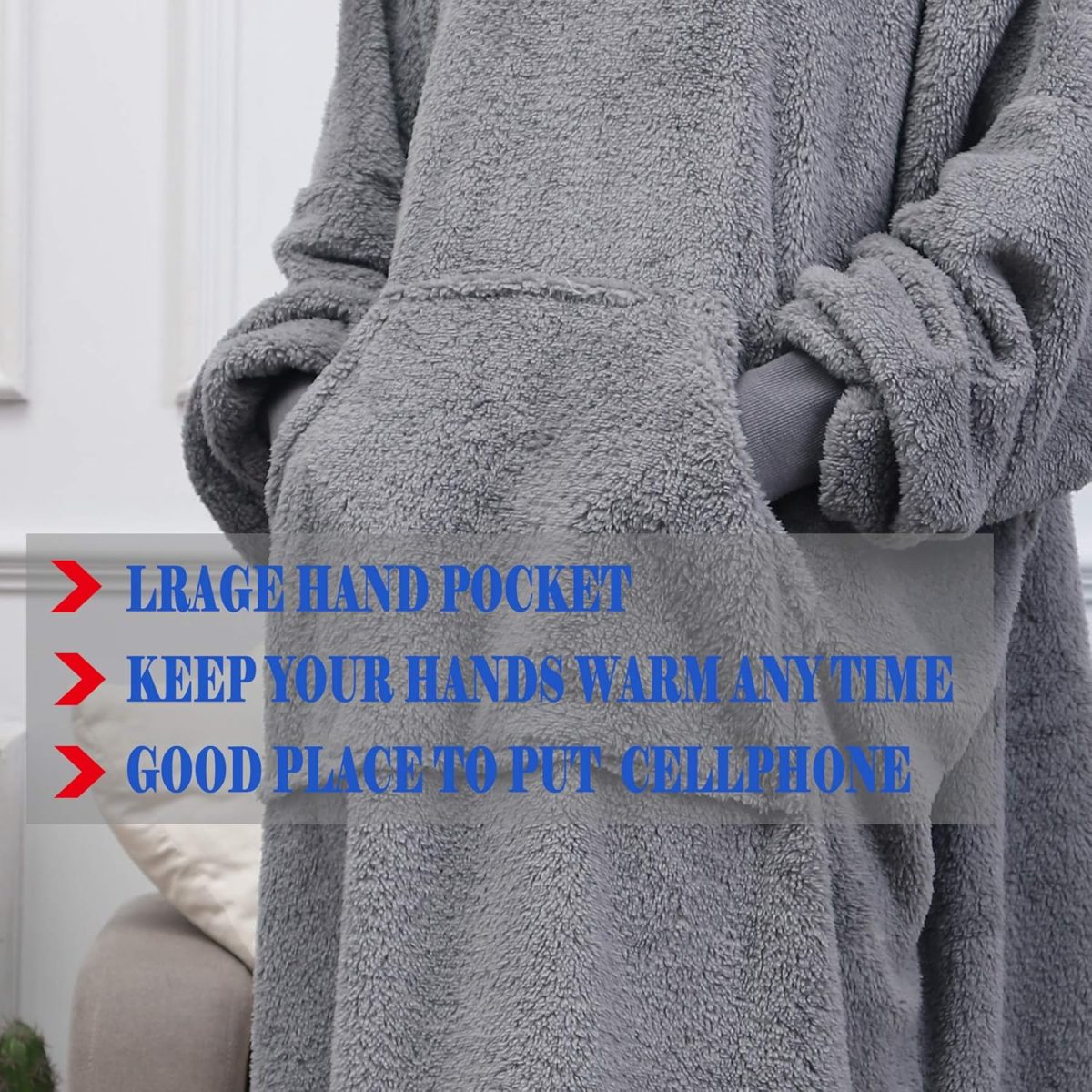 1744854563 TRISTIN Women Sherpa Fluffle Sweatshirt Blanket Lengthen Warm Cozy Oversized Wearable Pocket Blanket Hoodie for Adults Unisex One Size Fits All