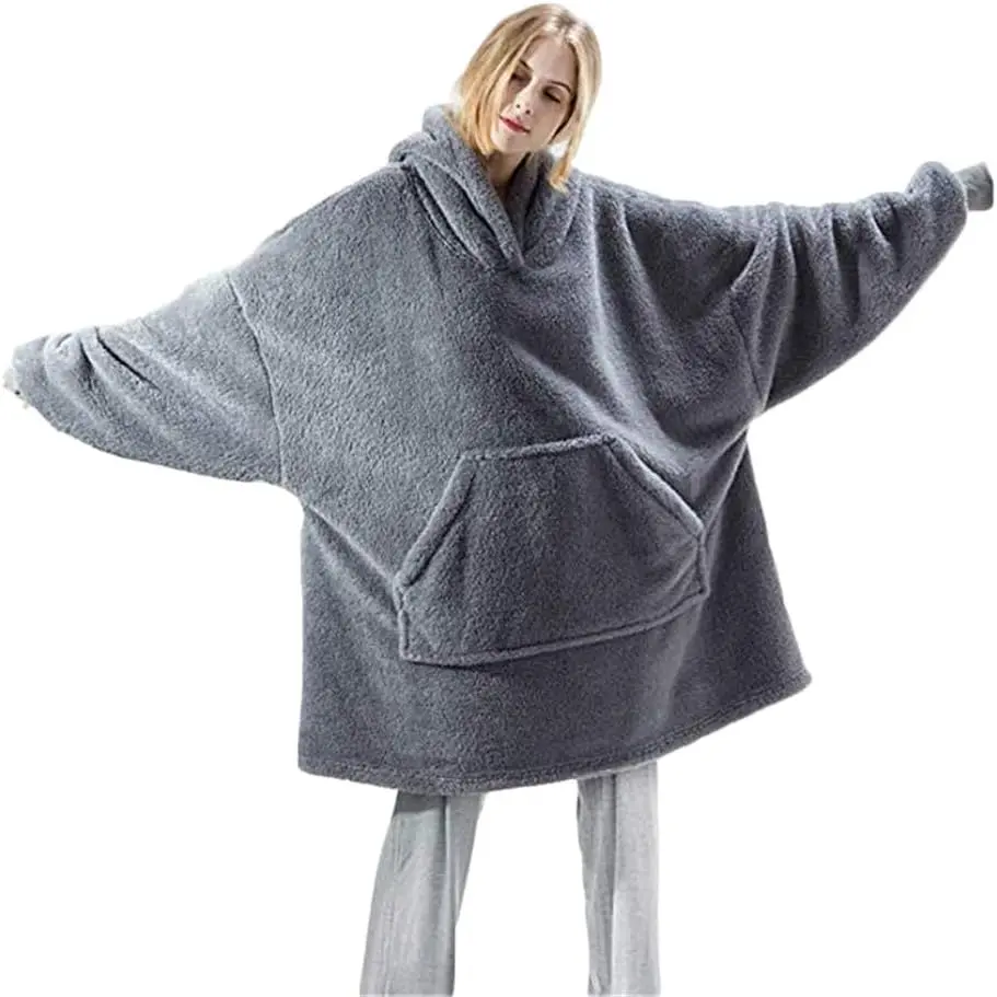 1744854567 TRISTIN Women Sherpa Fluffle Sweatshirt Blanket Lengthen Warm Cozy Oversized Wearable Pocket Blanket Hoodie for Adults Unisex One Size Fits All