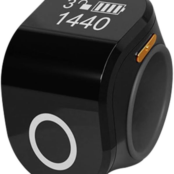 Waterproof Tasbeeh Ring Zikr Ring Smart Tasbih with Adjustable Silicone Fingerstall Suitable for Adults to Pray (Black)
