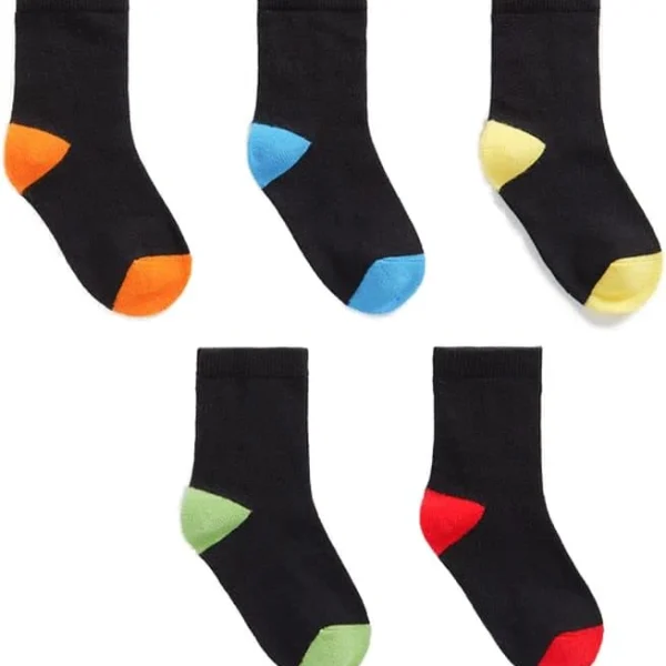 Mothercare Boys XA023 5Pk Black Colourblock Heel Socks 3-4 Years Multi Brights