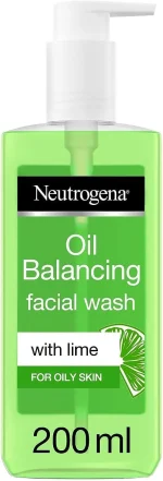 Neutrogena, Facial Wash, Visibly Clear, Pore & Shine, With natural cleanser lime & soothing aloe vera for a long lasting mattifying effect, suitable for oily skin, 200ml