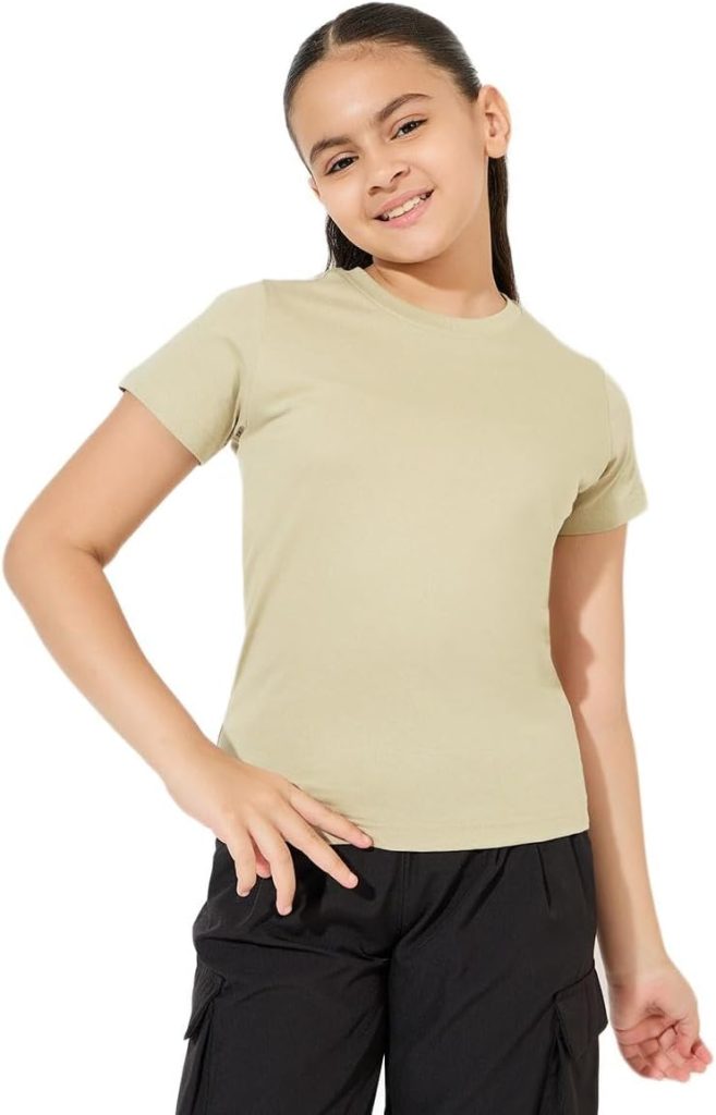 Styli Girls Solid Round Neck T-Shirt