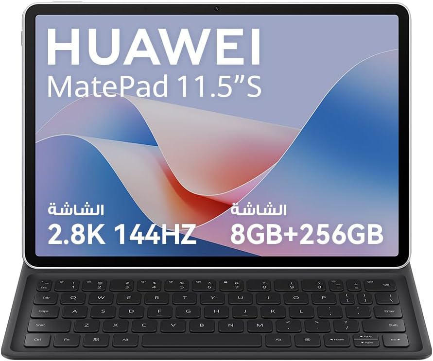 تابلت هواوي ميت باد 11.5S LCD 8GB + 256GB، كيبورد قابل للفصل، شاشة هواوي فل فيو 2.8K (فضي + لوحة مفاتيح سوداء)