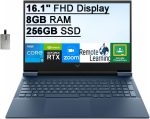 لابتوب العاب فيكتوس 2021 بشاشة FHD 16.1 انش وانتل كور i5 - 11400H (يتفوق على i7 - 9750H) و8GB RAM وSSD PCIe 256GB وجيفورس RTX3050 كاميرا ويب HD ويندوز 11 بطاقة USB 8GB ازرق من اتش بي ، انتل
