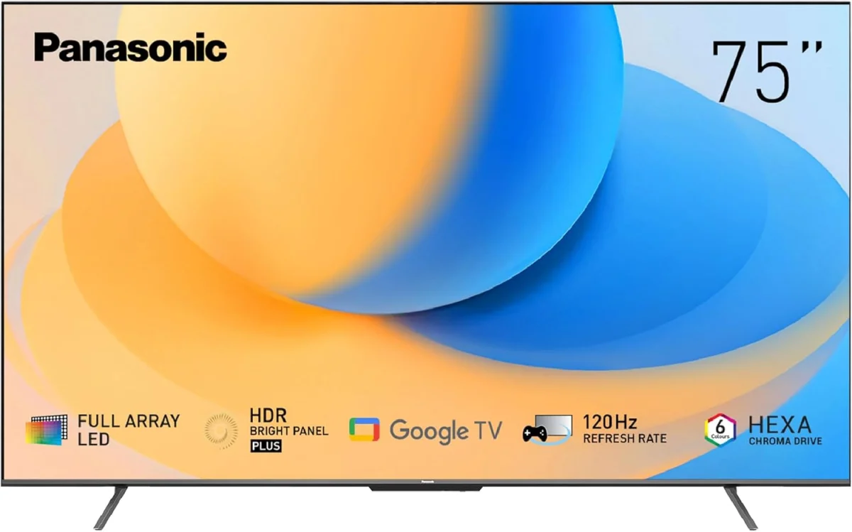 باناسونيك تلفزيون ذكي 75 بوصة 4K LED مع معدل تحديث اصلي 120 هرتز مصفوفة كاملة ورقة كوانتوم دوت جوجل تصميم بدون اطار ودولبي فيجن اتموس ومساعد رمادي