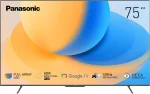 باناسونيك تلفزيون ذكي 75 بوصة 4K LED مع معدل تحديث اصلي 120 هرتز مصفوفة كاملة ورقة كوانتوم دوت جوجل تصميم بدون اطار ودولبي فيجن اتموس ومساعد رمادي