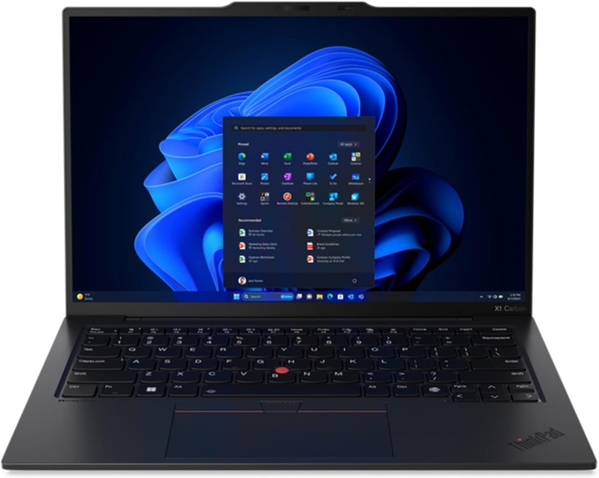 لينوفو لابتوب ثينك باد X1 كربون الجيل 12 بمعالج انتل الترا 7 155U، شاشة 14 انش WUXGA 100% sRGB بدون لمس، ذاكرة RAM 32GB 6400MHz وSSD أداء 1TB الجيل الرابع وكاميرا FHD+ IR+ RGB وويندوز 11 برو