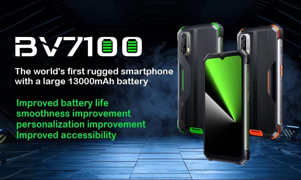هاتف ذكي خارجي BV7100 من بلاك فيو، بطارية 13000mAh 33 واط، شحن سريع، هاتف متين IP68-IP69K، 6GB+128GB، شاشة FHD+ 6.58 انش، كاميرا ثلاثية 12MP ونظام تحديد المواقع ان اف سي (برتقالي)، بشريحتين