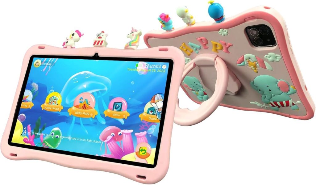 تابلت اوتيتو تاب للاطفال 10.1 انش IPS LCD، ذاكرة RAM 6GB، تخزين 128GB، بطارية 8000mAh، كاميرا امامية 5MP وخلفية 8MP، اندرويد 13 (زهري)