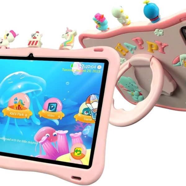 تابلت اوتيتو تاب للاطفال 10.1 انش IPS LCD، ذاكرة RAM 6GB، تخزين 128GB، بطارية 8000mAh، كاميرا امامية 5MP وخلفية 8MP، اندرويد 13 (زهري)