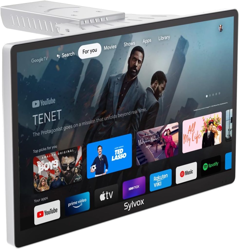 تلفزيون مطبخ ذكي صغير 15.6 بوصة 1080P FHD تحت الخزانة من سيلفوكس جوجل الذكي مع جهاز تحكم عن بعد صوتي وواي فاي وبلوتوث وكروم كاست 2 مكبر صوت مدمج وقابل للطي LED، أزرق
