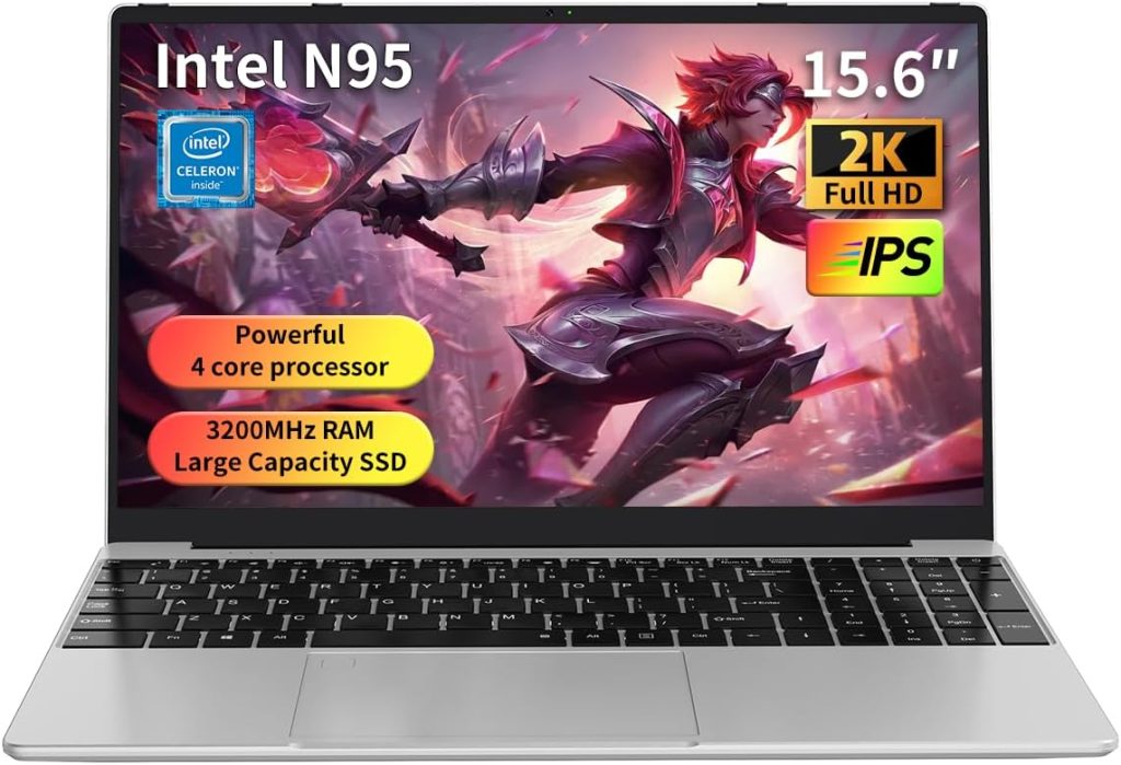 لابتوب نيوبيهير، DDR4 3200 RAM 16GB، SSD 512GB، معالج انتل N95 1.7-3.4GHz، 15.6 انش FHD 1920×1080، فتحة زاوية 180، فتح بصمة الاصبع، كيبورد باضاءة خلفية، ويندوز 11 برو