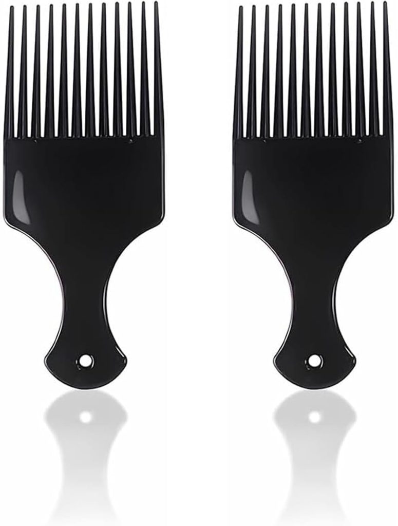 2 Pcs Hair Comb, Professional Styling Comb, Smooth Hair Pick Comb, Wide Tooth Comb Hairdressing Styling Tool, for Natural Curly, Hair Thick Hair Women and Men (Black)