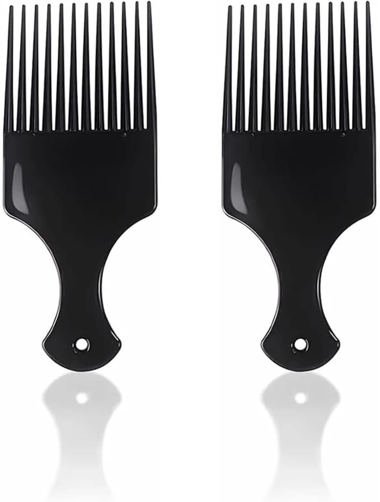 2 Pcs Hair Comb, Professional Styling Comb, Smooth Hair Pick Comb, Wide Tooth Comb Hairdressing Styling Tool, for Natural Curly, Hair Thick Hair Women and Men (Black)