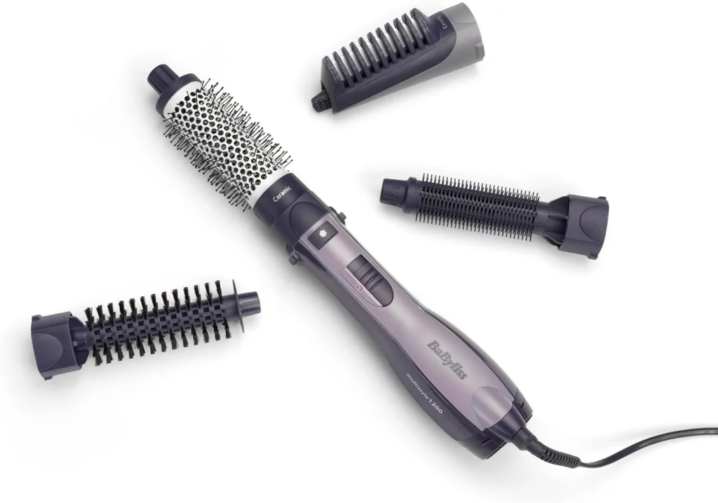 BaByliss Air Styler with Complete Styling Kit | 1200W | 38mm Thermal Brush | 25mm Firm Bristle Brush | 20mm Soft Bristle Brush | Ionic Frizz-Control | Ceramic Finish | 3 Heat Settings - (AS121SDE)