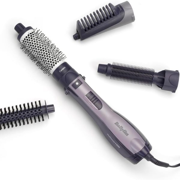 BaByliss Air Styler with Complete Styling Kit | 1200W | 38mm Thermal Brush | 25mm Firm Bristle Brush | 20mm Soft Bristle Brush | Ionic Frizz-Control | Ceramic Finish | 3 Heat Settings - (AS121SDE)