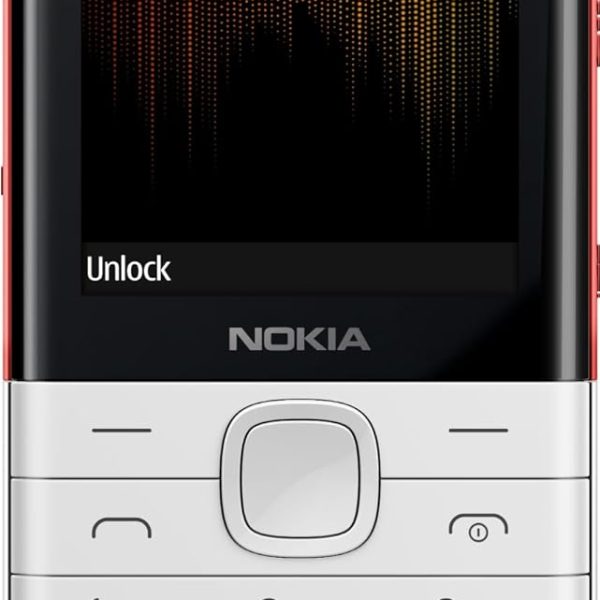 هاتف Nokia 5310 ببطاقتي SIM مزود بمشغل MP3 وراديو FM لاسلكي وكاميرا خلفية أبيض - أحمر نوكيا بشريحتين