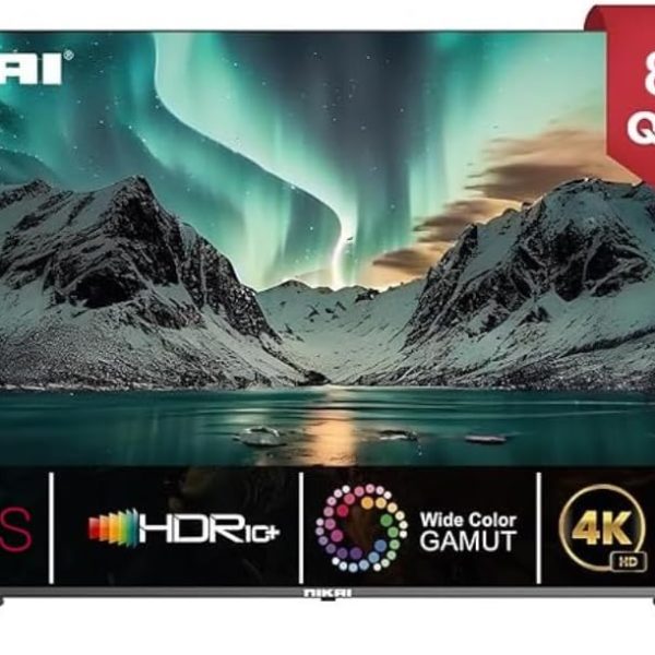 تلفزيون ذكي كيو ليد 85 بوصة 4K QLED من نيكاي، 2 ريموت، نظام تشغيل ويب او اس، HDMI، USB، شاشة بدون اطار، اسود NIK85MEU4QLED