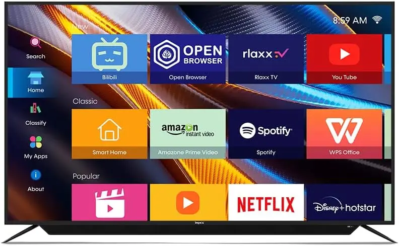 امبيكس تلفزيون ذكي LED 65 بوصة بدقة 4K UHD من التيتانيوم الترا اتش دي سمارت مع ساوند بار، أسود
