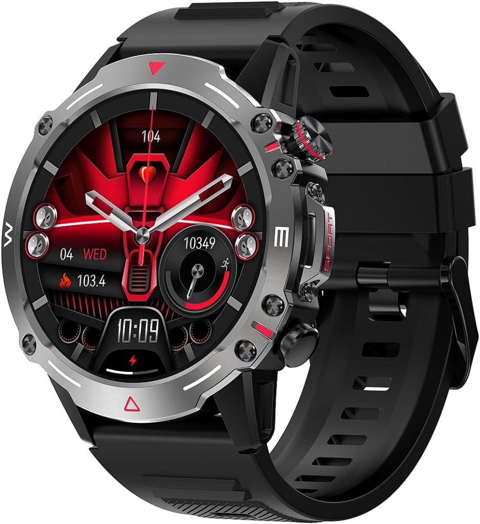 Code26 Smart watch with AMOLED Always On Display Smartwatches for men, BT Calling Waterproof Fitness Watch with Heart Sleep Monitor for Android iOS (Black)