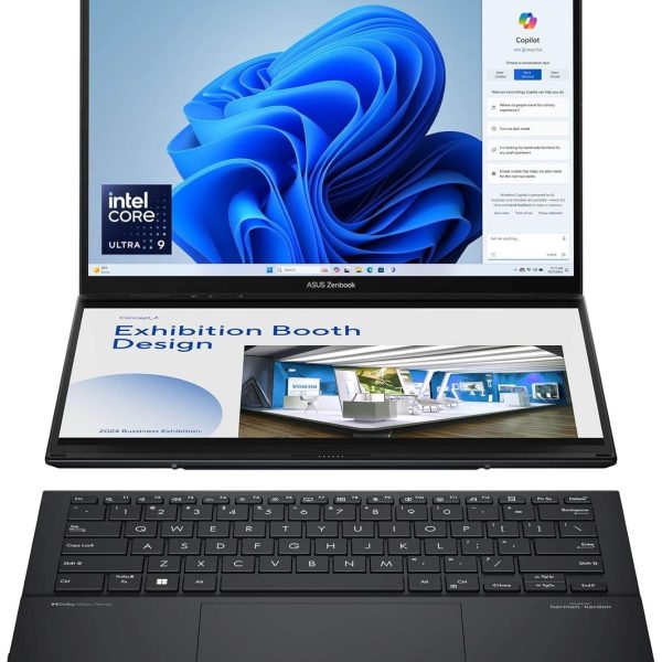 لابتوب زين بوك دو بالذكاء الاصطناعي من اسوس، شاشة لمس 14 بوصة 3K (2880×1800) OLED/معالج UX8406MA كور الترا 9 185H 16 كور، رام 32GB DDR5، هارد 2TB SSD، حافظة وقلم ستايلس، كيبورد لاسلكي انجليزي/عربي
