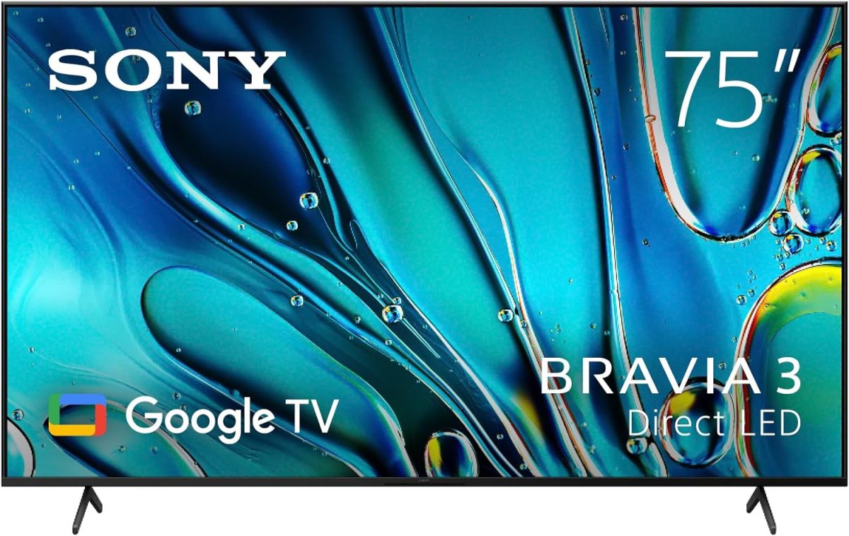 تلفزيون سوني برافيا 3 75 بوصة 4K HDR، جوجل تي في مع تقنية دولبي فيجن اتموس، K-75S30، أسود