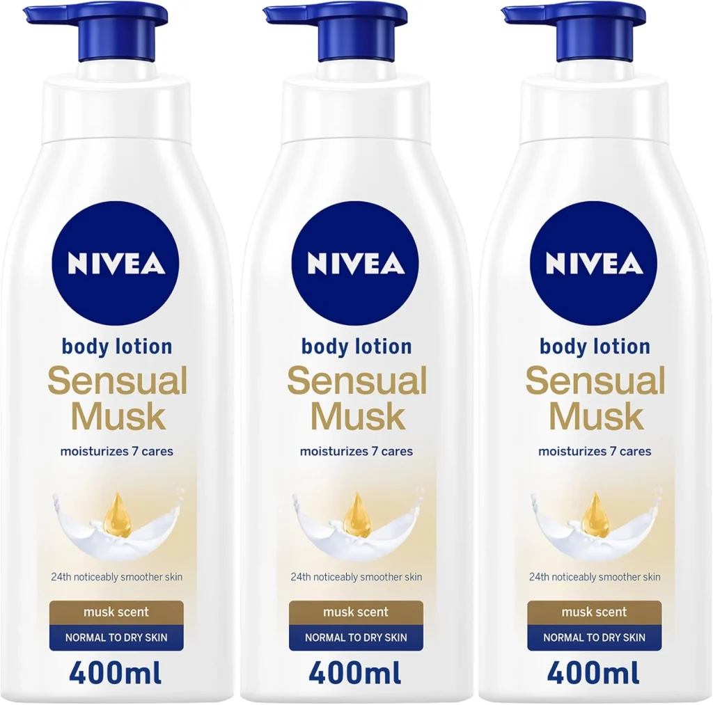 NIVEA Body Lotion Sensual Musk, Musk Scent, Normal to Dry Skin, 3x400ml