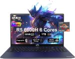 لابتوب العاب 15.6 FHD IPS ومعالج AMD رايزن 5 6600H 660M 6 نانومتر وRAM 32GB DDR5 وSSD 1TB (افضل من i5-12450H حتى 4.5GHz)، 100 واط نوع C، بصمة اصبع، كيبورد باضاءة خلفية، واي فاي 5 ويندوز 11
