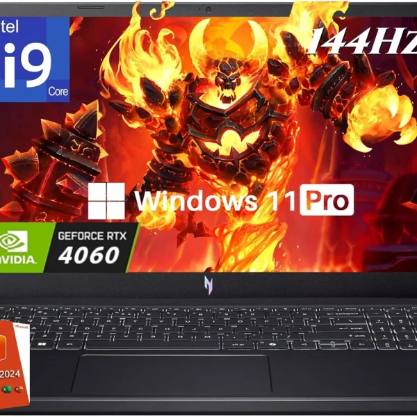 ايسر لابتوب العاب نيترو في 15، انتل كور i9-13900H جيل 13، جيفورس RTX 4060، شاشة IPS 15.6 انش 144Hz، 32GB DDR5، 1TB SSD، واي فاي 6، كيبورد باضاءة خلفية، ويندوز 11 برو، ماوس