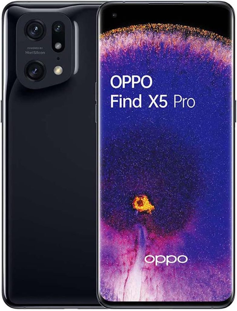 اوبو جوال فايند X5 برو ثنائي شرائح الاتصال - روم 256GB - RAM 12GB بدون CDMA GSM فقط هاتف ذكي 5G مفتوح من المصنع اسود لامع - اصدار عالمي