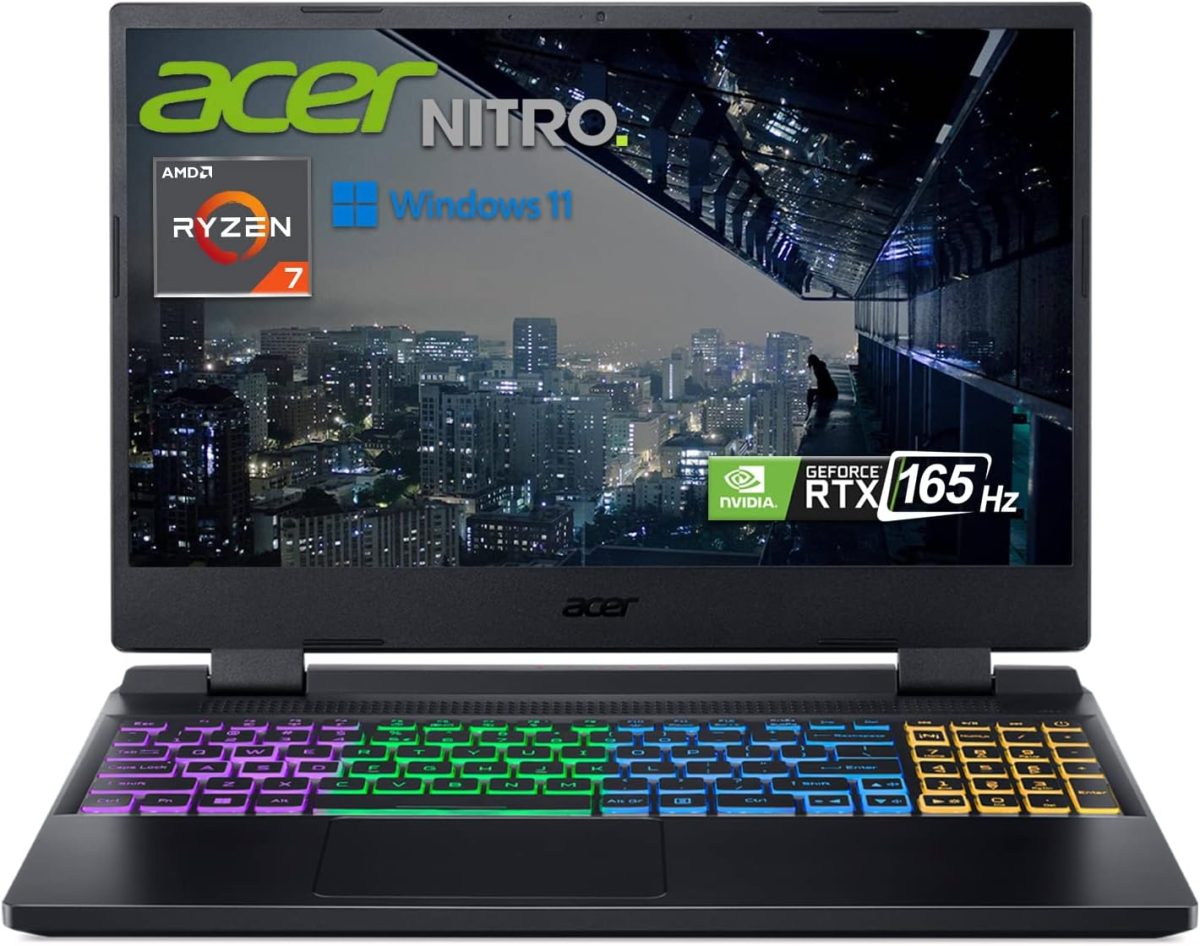ايسر لابتوب العاب نيترو 5 | AMD رايزن 7 6800H | جيفورس RTX 3070 Ti GPU | شاشة 15.6 انش QHD 165Hz IPS | 32GB DDR5 RAM | 1TB PCIe SSD | واي فاي 6 كيلر | كيبورد باضاءة خلفية RGB 4 مناطق