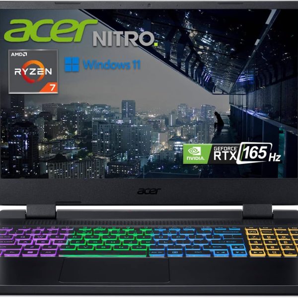 ايسر لابتوب العاب نيترو 5 | AMD رايزن 7 6800H | جيفورس RTX 3070 Ti GPU | شاشة 15.6 انش QHD 165Hz IPS | 32GB DDR5 RAM | 1TB PCIe SSD | واي فاي 6 كيلر | كيبورد باضاءة خلفية RGB 4 مناطق