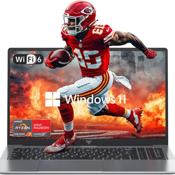 لابتوب العاب من كايجر AMD رايزن 7 5700U 16.1 انش IPS 16GB DDR4 (2×8GB ثنائي القناة) 512GB NVMe SSD ويندوز كيبورد باضاءة خلفية واي فاي 6 HDMI نوع C USB 3.2 بلوتوث 5.2، رمادي