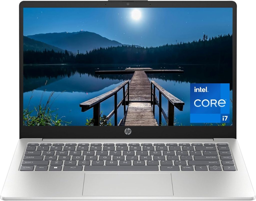 HP لابتوب 14 انش بشاشة FHD ومعالج انتل كور i7-1355U الجيل 13 وذاكرة RAM 16GB وSSD 512GB وبطاقة عرض مرئي انتل ايريس Xe، ويندوز 11 هوم، 14-ep0199nr (2024)