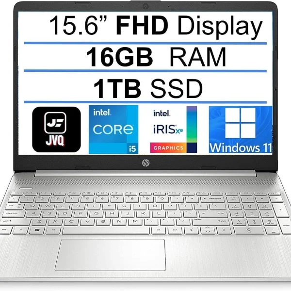 لابتوب اتش بي 15.6 بوصة، إصدار 2022، شاشة FHD 1080P IPS، معالج انتل كور i5-1135G7 (بسرعة تصل الى 4.2 جيجاهرتز)، رام 16GB وSSD 1TB، كاميرا ويب وبلوتوث، HDMI، واي فاي، ويندوز 11S، فضي