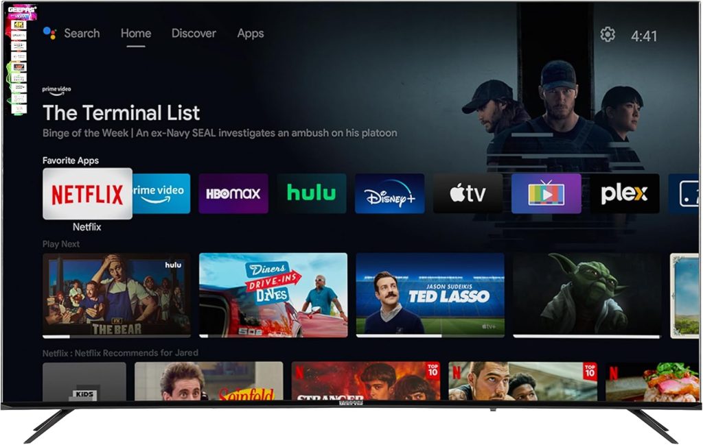 تلفزيون فيدا الاحترافي 70 بوصة من جيباس - GLED7069SVUHD| تحكم صوتي ذكي 4 كيه UHD | مع جهاز عن بعد ومنافذ HDMI وUSB | محتويات مرخصة وتطبيقات مثبتة مسبقًا